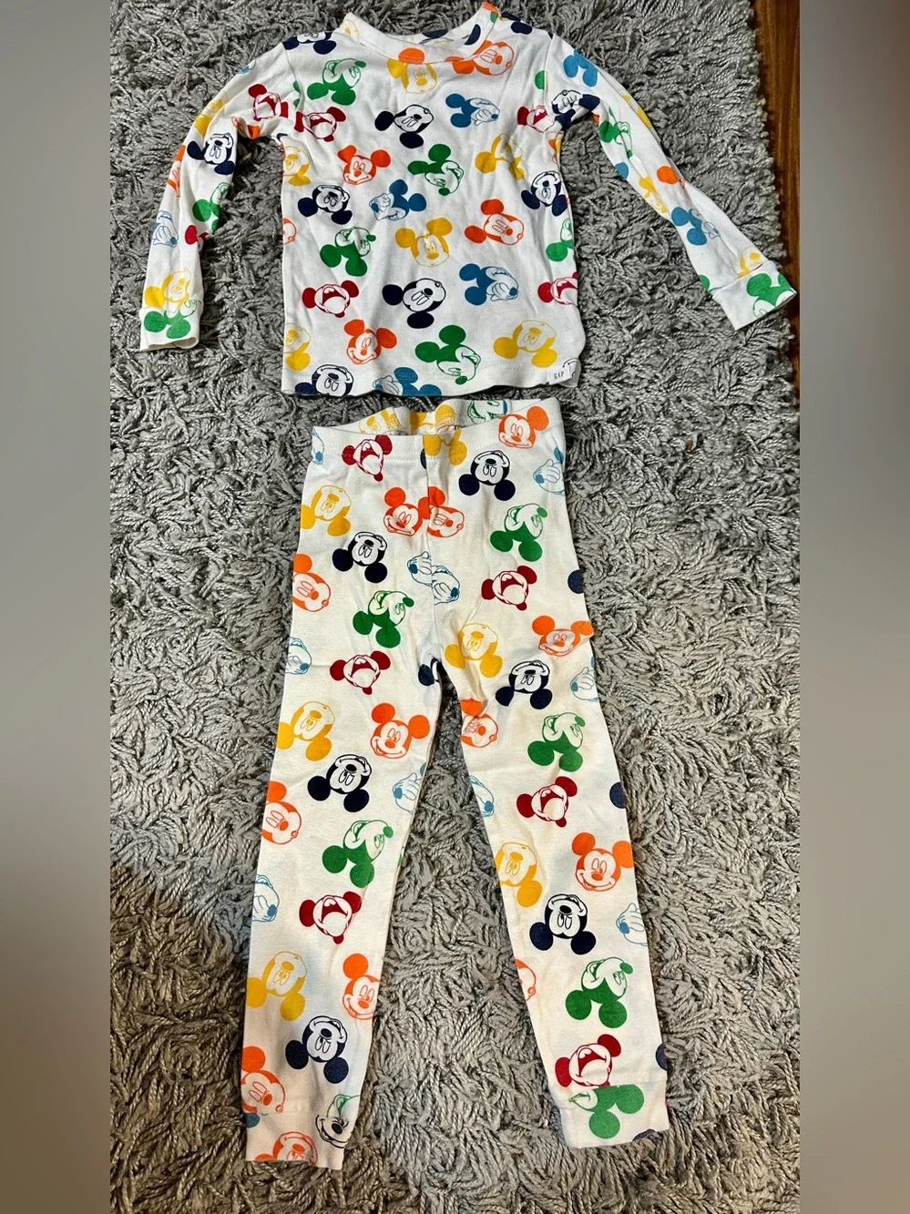 GAP Kids White Pajama Set with Multicolor Mickey Mouse Heads